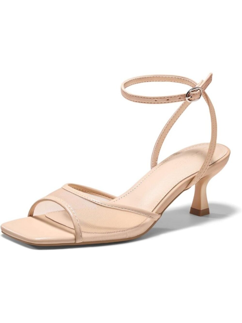 Chic Strappy Low Heel Sandals, Open Toe Mesh Ankle Strap Summer Dress Shoes